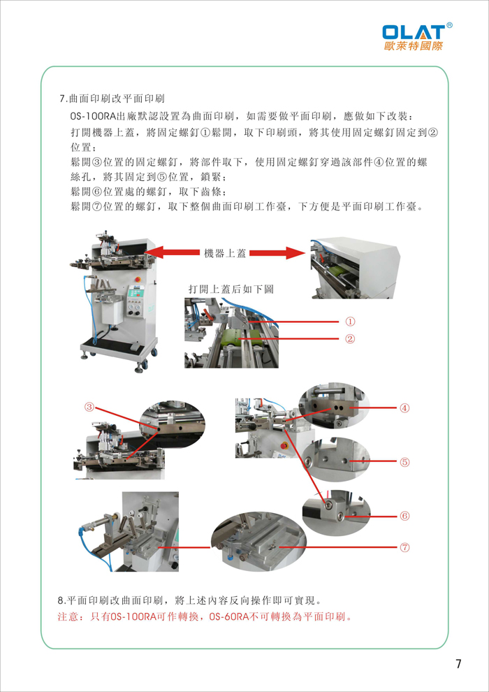 OLAT歐萊特曲面網(wǎng)印機(jī)系列操作手冊(cè)